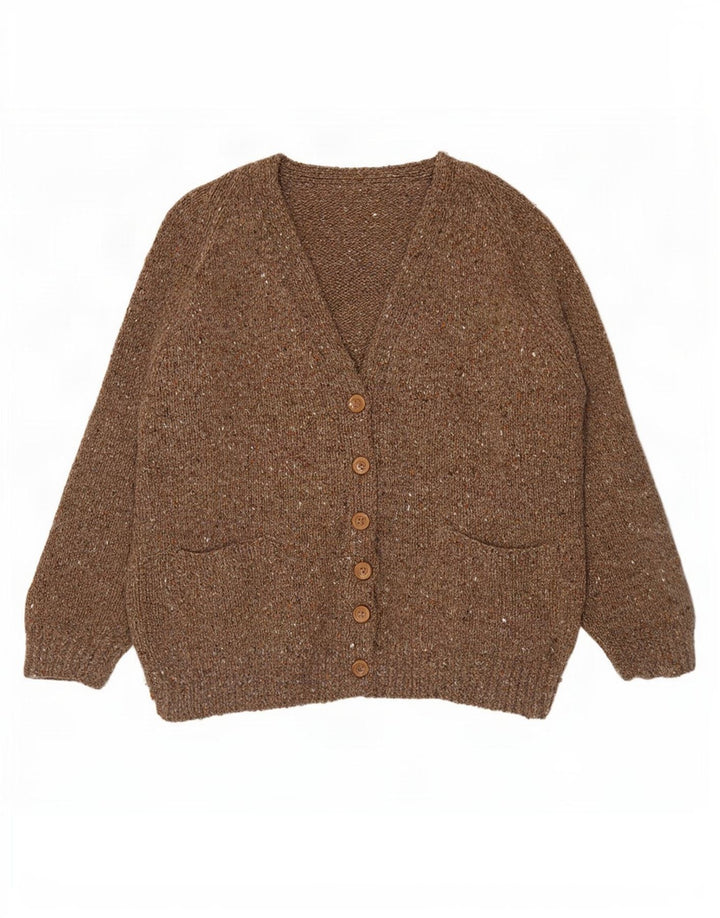Vintage Damen Cardigan Pullover UK 12 Mittelbraun meliert