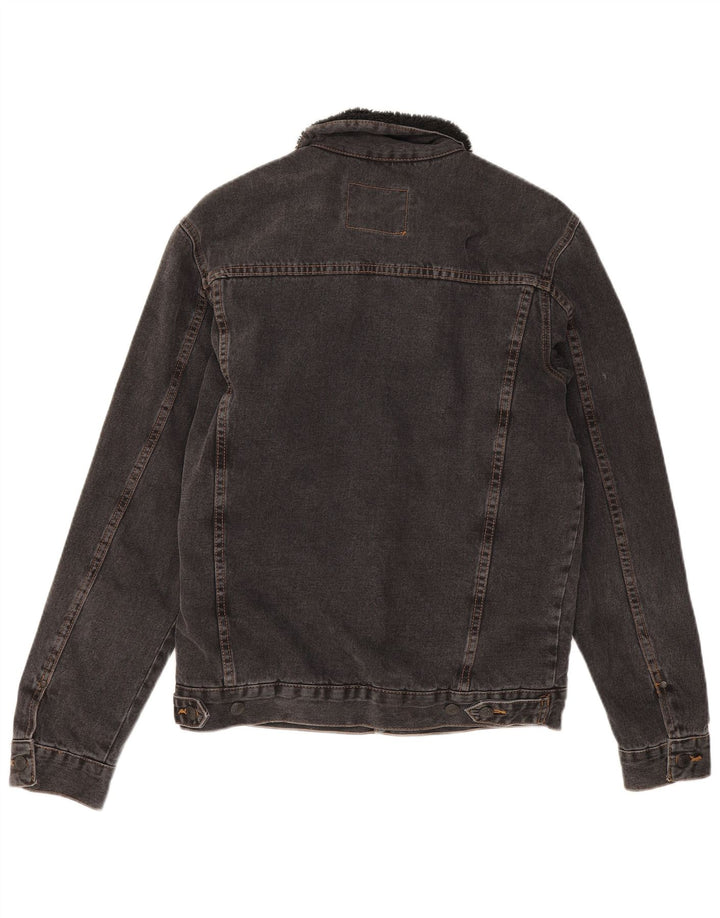 Zara Herren Sherpa Jeansjacke UK 38 Mittelgrau