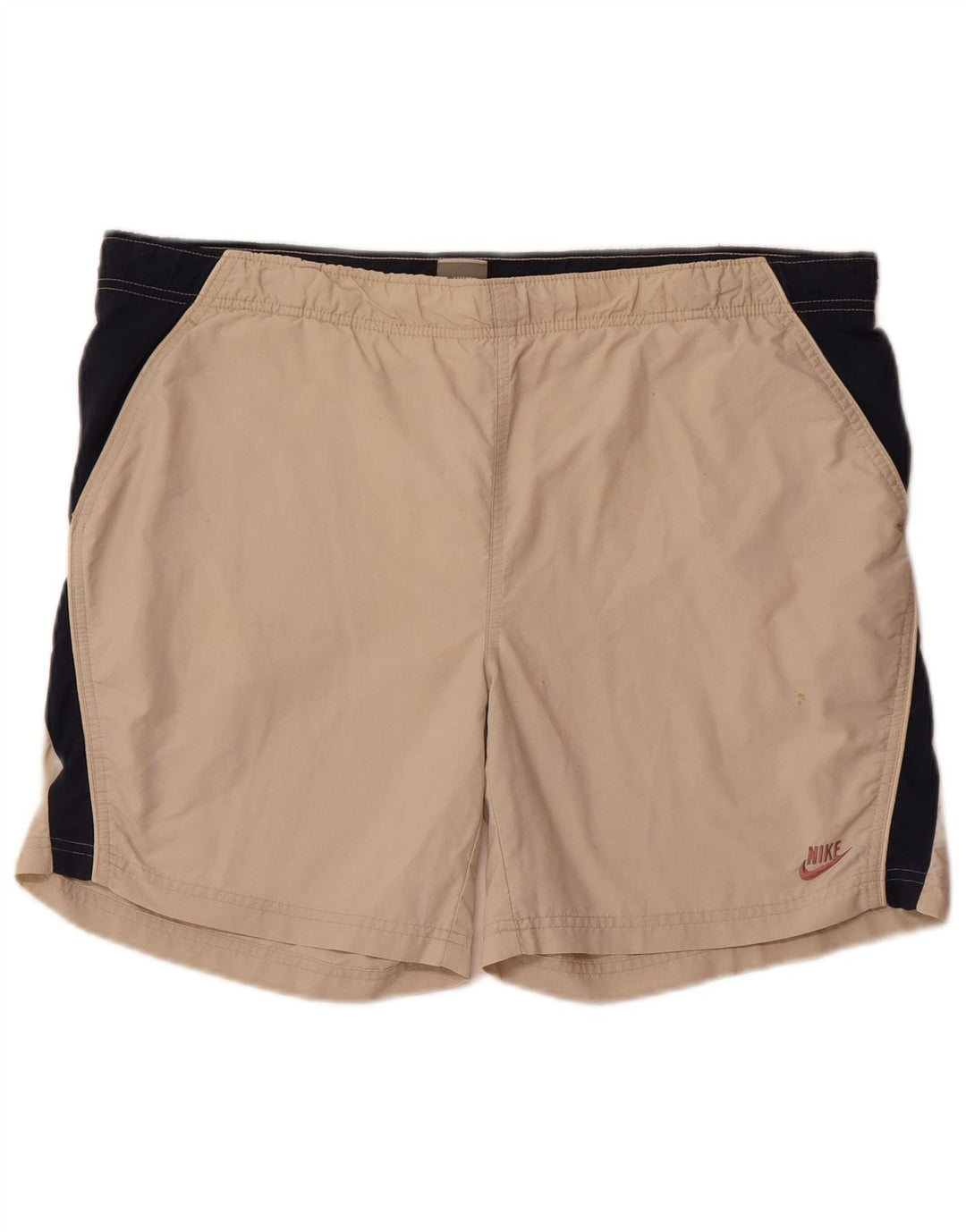 Nike Herren Graphic Sport Shorts UK 34/36 Large Beige Colourblock Polyester