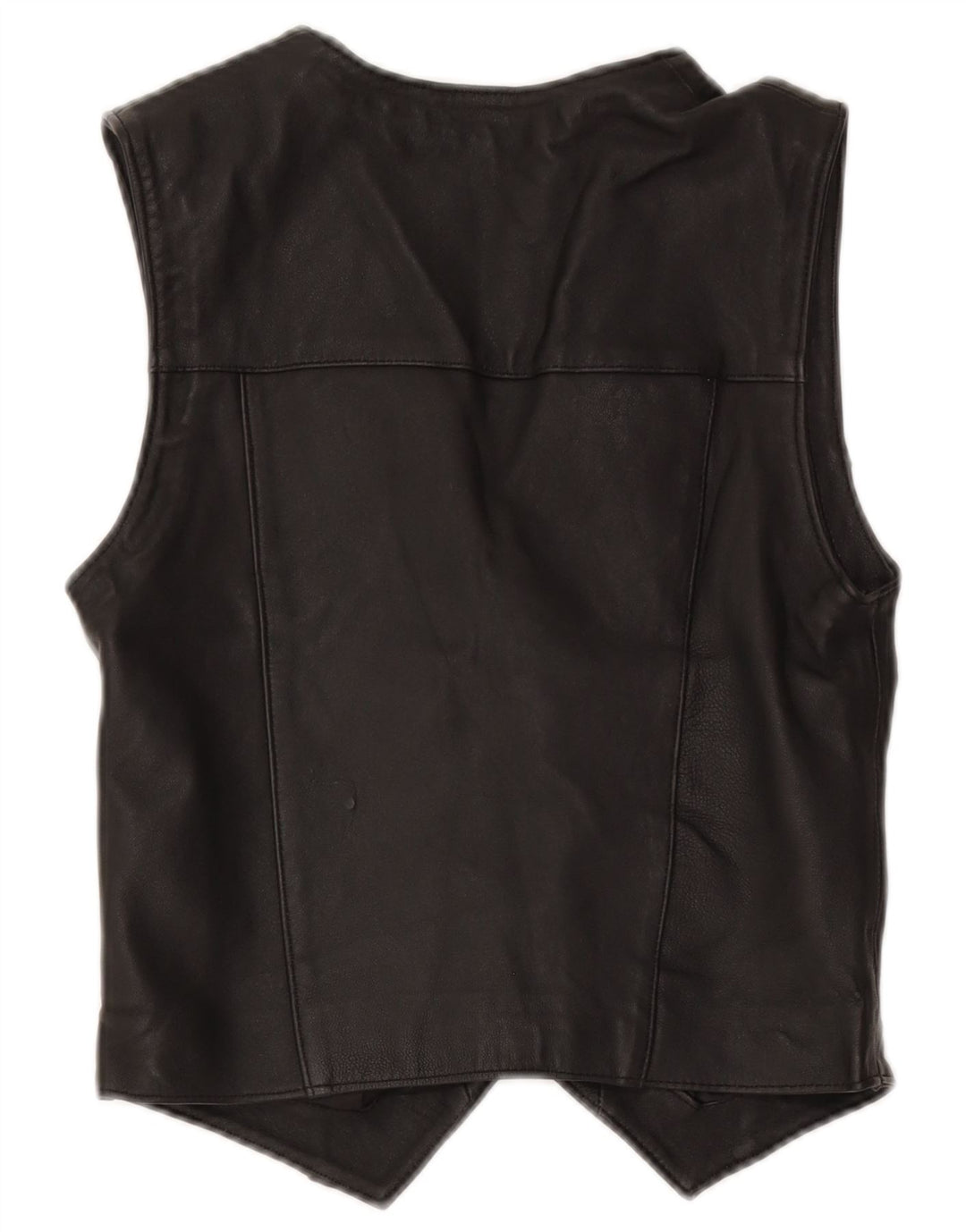 Vintage Damen Lederweste UK 12 Medium Schwarz
