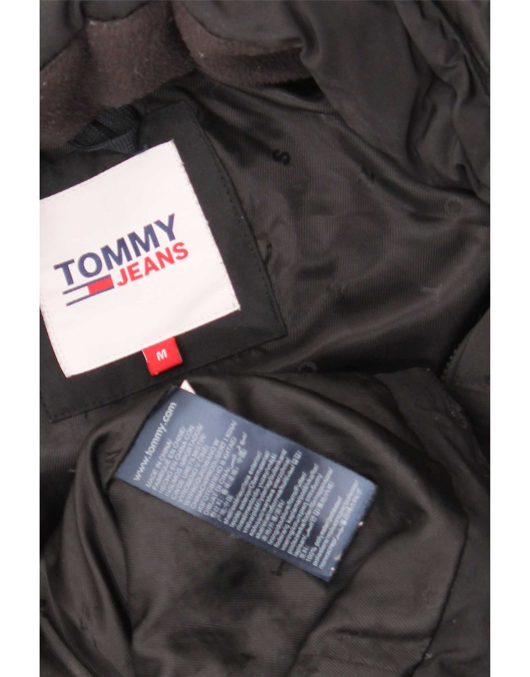 Tommy Hilfiger Wattierter Damenmantel mit Kapuze, UK 14, Mittelschwarz, Polyester