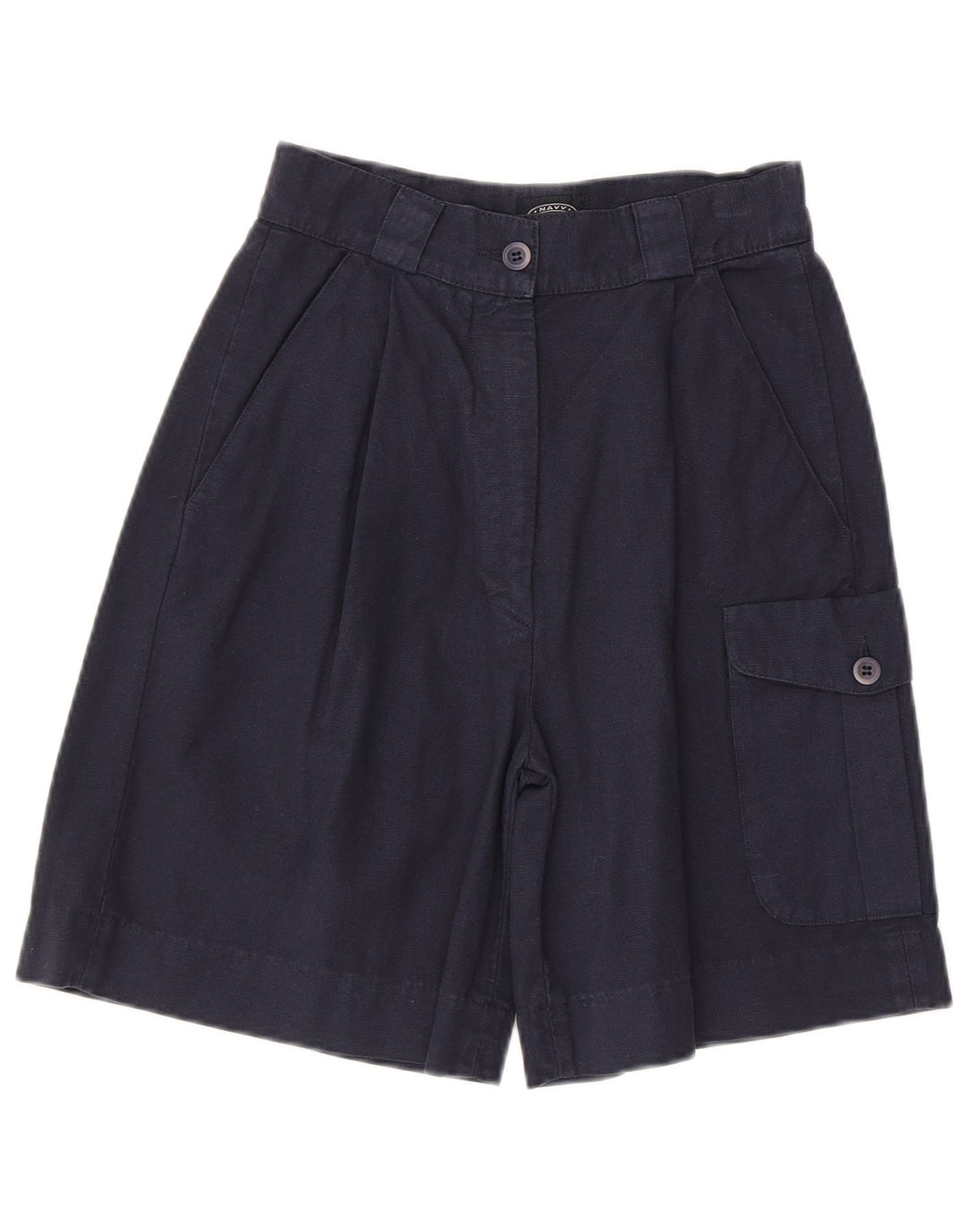 Marineblaue Damen-Cargoshorts mit hoher Taille und Klammern, Größe 40, Größe S, W24, Marineblau