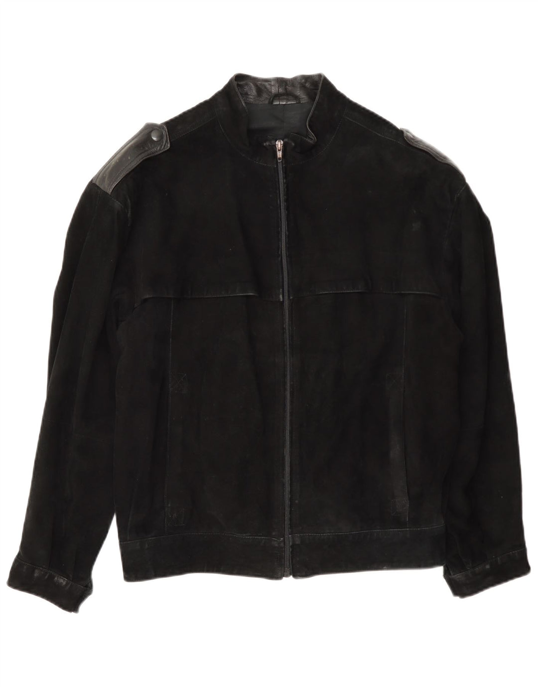 Vintage Herren Militär Wildleder Bomberjacke IT 46 Small Schwarz