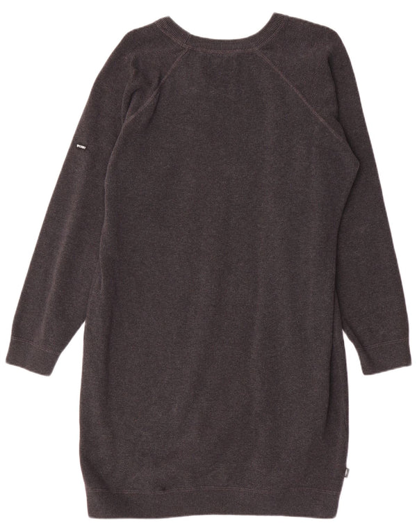 Superdry Langarm-Pulloverkleid für Damen, UK 14, Größe L, Grau, Baumwolle