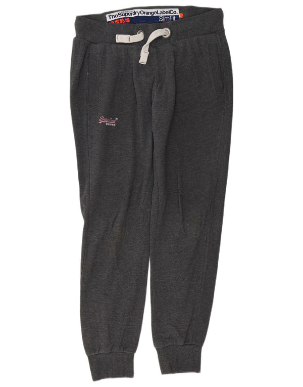 Superdry Damen Slim Fit Trainingshose Jogger UK 14 Large Grau Baumwolle