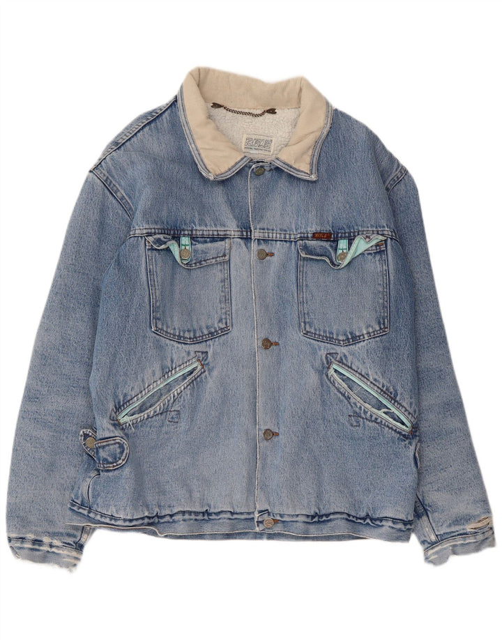 RIFLE Herren Denim Sherpa Jacke UK 38 Mittelblau