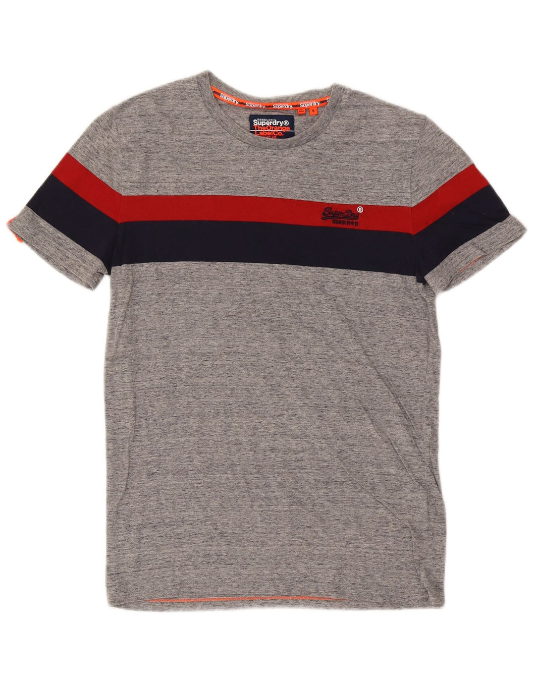Superdry Herren-T-Shirt-Oberteil, Größe S, Grau, Colourblock-Baumwolle