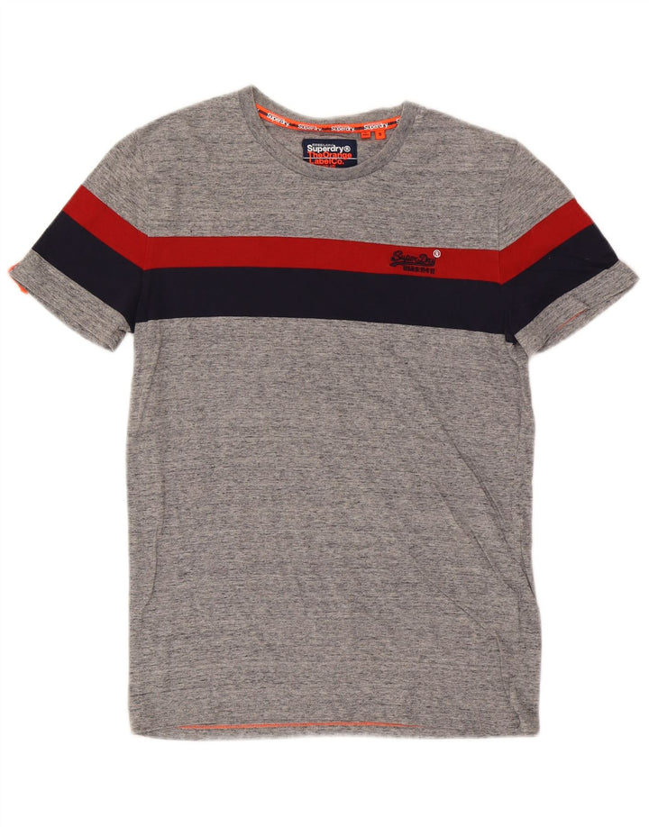 Superdry Herren-T-Shirt-Oberteil, Größe S, Grau, Colourblock-Baumwolle
