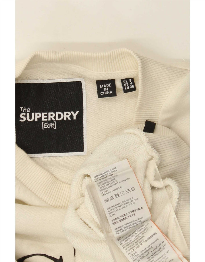 Superdry Damen-Sweatshirt in Übergröße, kurz geschnitten, Gr. 8, Off-White
