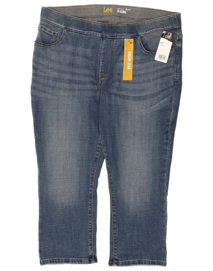 LEE Damen Capri-Jegging-Jeans mit mittelhohem Bund, US 16, 2XL, W38, L21, blaue Baumwolle