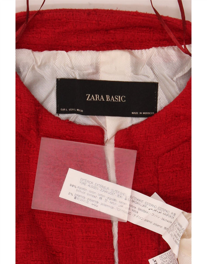 Zara Damen Blazer Jacke UK 16 Große rote Baumwolle