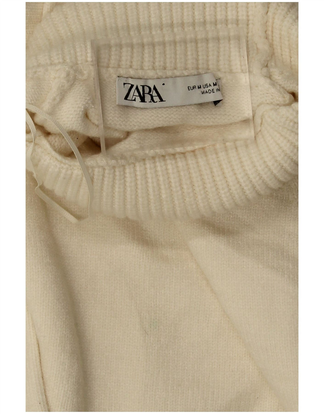 Zara Damen Crop Oversized Rollkragenpullover Pullover UK 14 Medium Off White