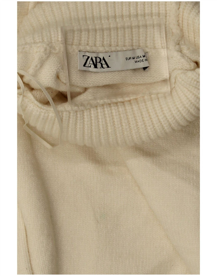 Zara Damen Crop Oversized Rollkragenpullover Pullover UK 14 Medium Off White