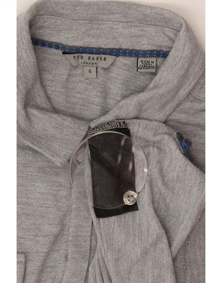 TED BAKER Mens Polo Shirt Size 4 Large Grey Polyester Vintage Ted Baker and Second-Hand Ted Baker from Messina Hembry 