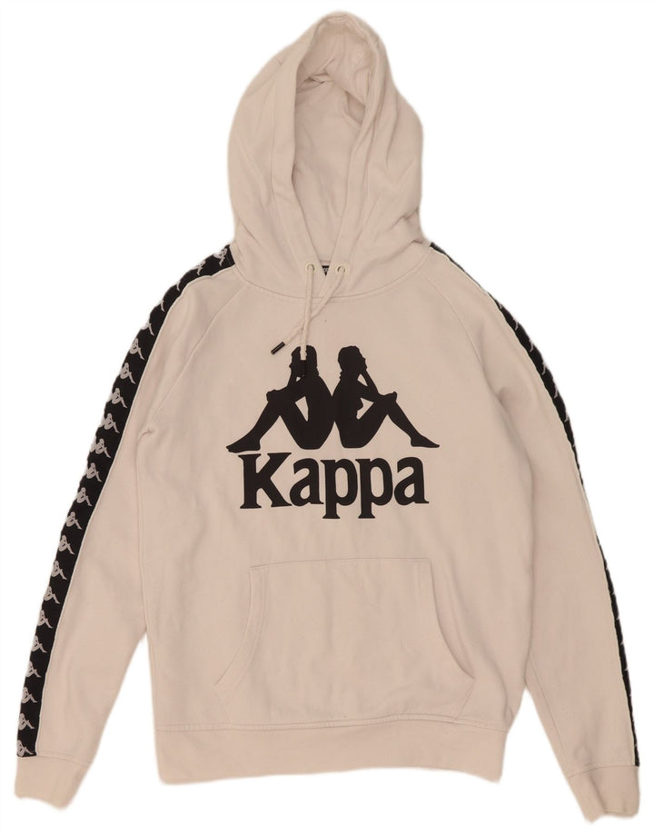 Kappa Herren-Kapuzenpullover mit Grafik, Größe S, cremefarbene Baumwolle