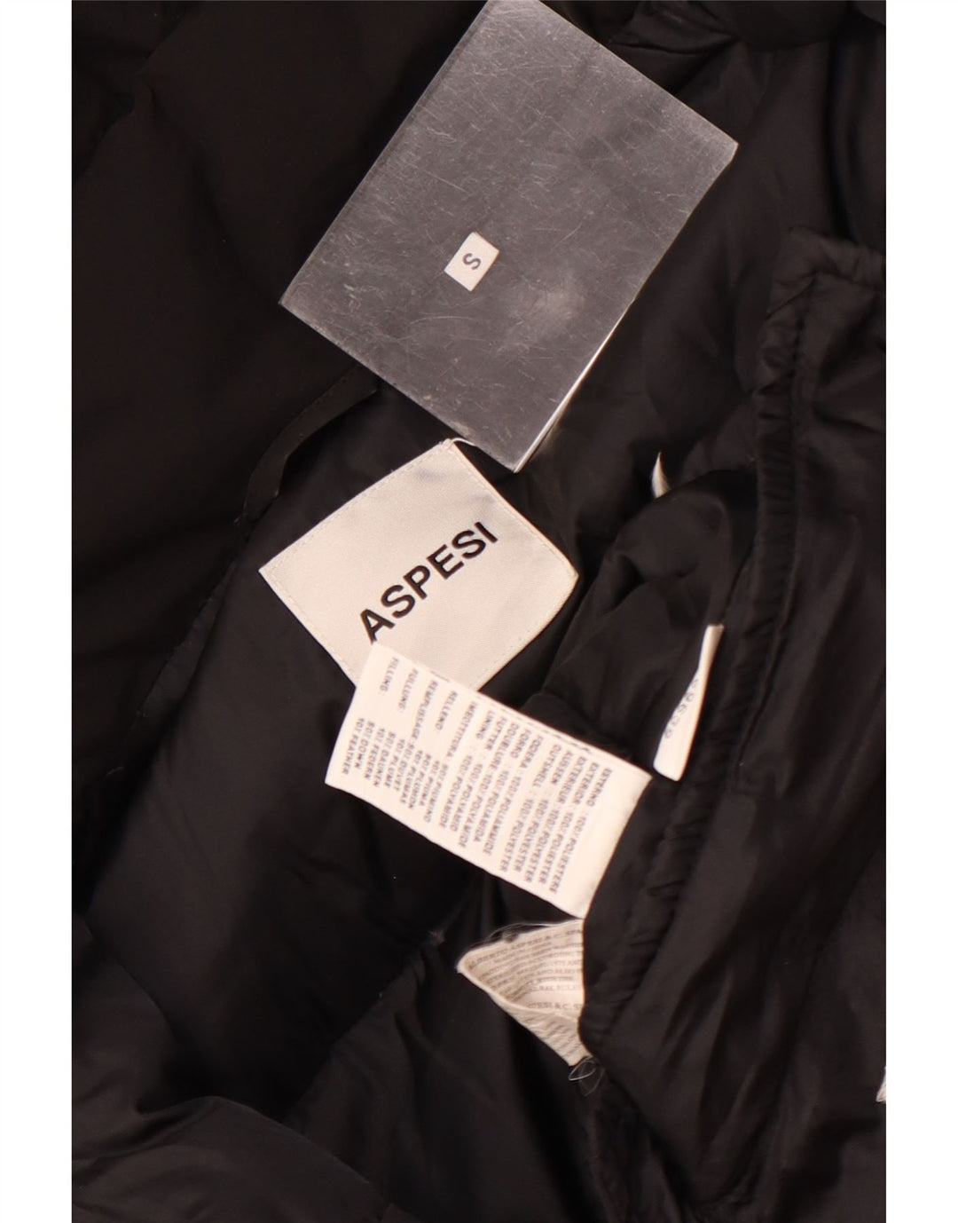 Aspesi Damen-Jacke mit Kapuze, gepolstert, UK 10, Größe S, Schwarz, Polyester