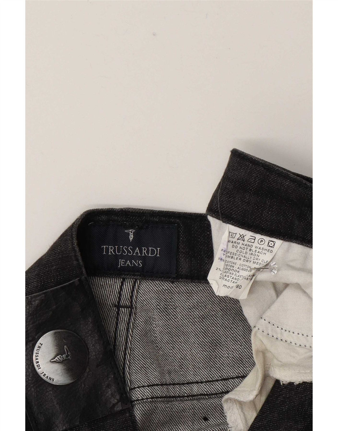 Trussardi Herren Straight Jeans W34 L33 Graue Baumwolle