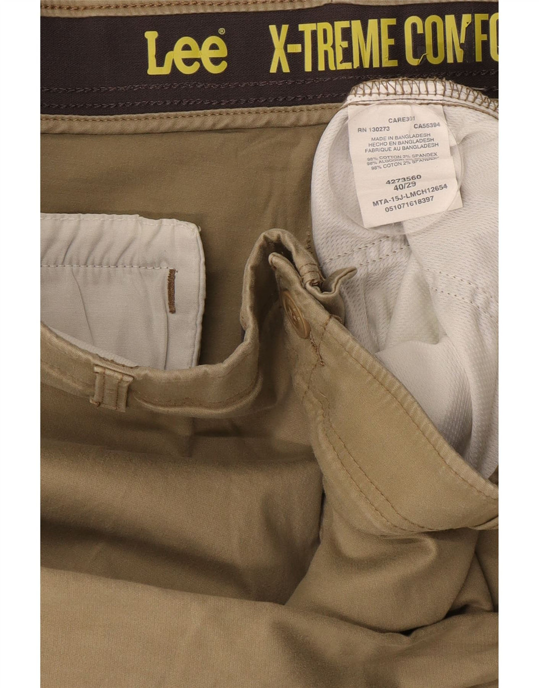 LEE Herren X-treme Comfort Straight Chino Hose W40 L29 Beige Baumwolle
