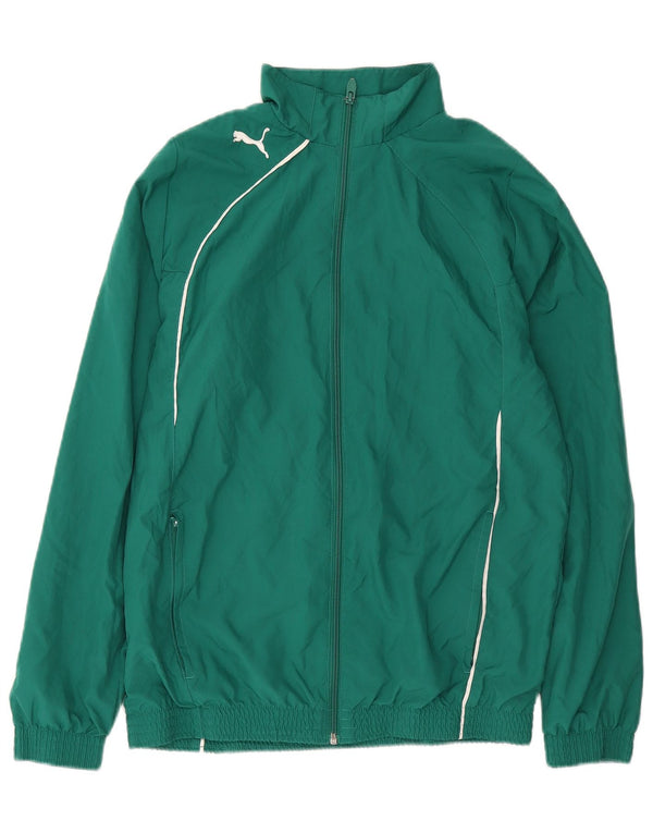 Puma Jungen-Trainingsanzug-Top-Jacke, 15–16 Jahre, grünes Polyester