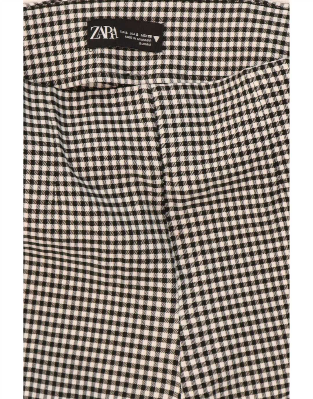 Zara Damen Leggings UK 8 Small Schwarz Gingham Viskose