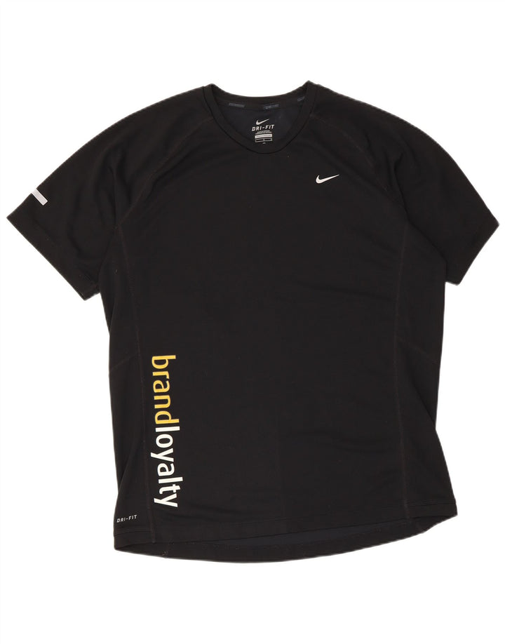 Nike Herren Dri Fit Graphic T-Shirt Top Large Schwarz Polyester