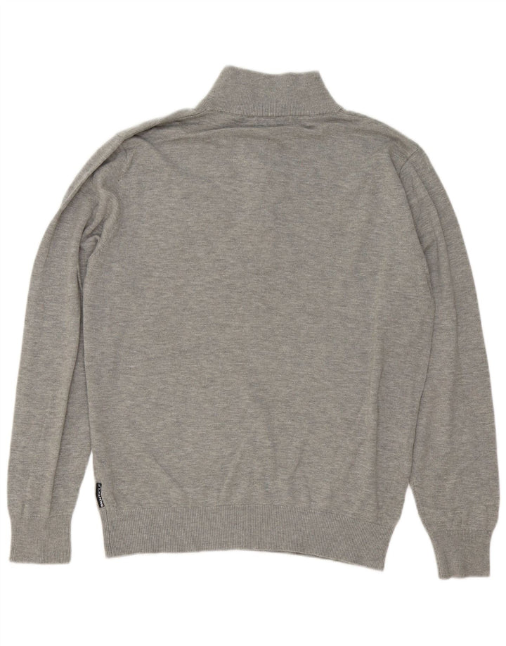 Dkny Herren-Pullover mit Reißverschluss am Hals, große, grau gefleckte Baumwolle