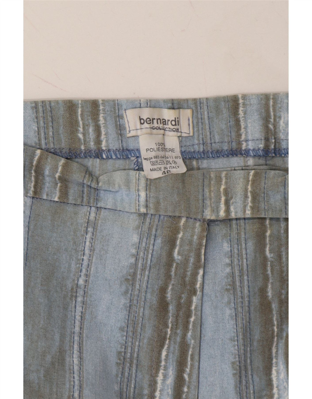 VINTAGE Womens Straight Casual Trousers W26 L33 Blue Striped Polyester Vintage Vintage and Second-Hand Vintage from Messina Hembry 