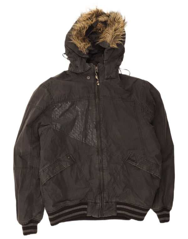 O'Neill Herren-Bomber-Racer-Jacke mit Kapuze, UK 40, Größe L, Schwarz, Baumwolle