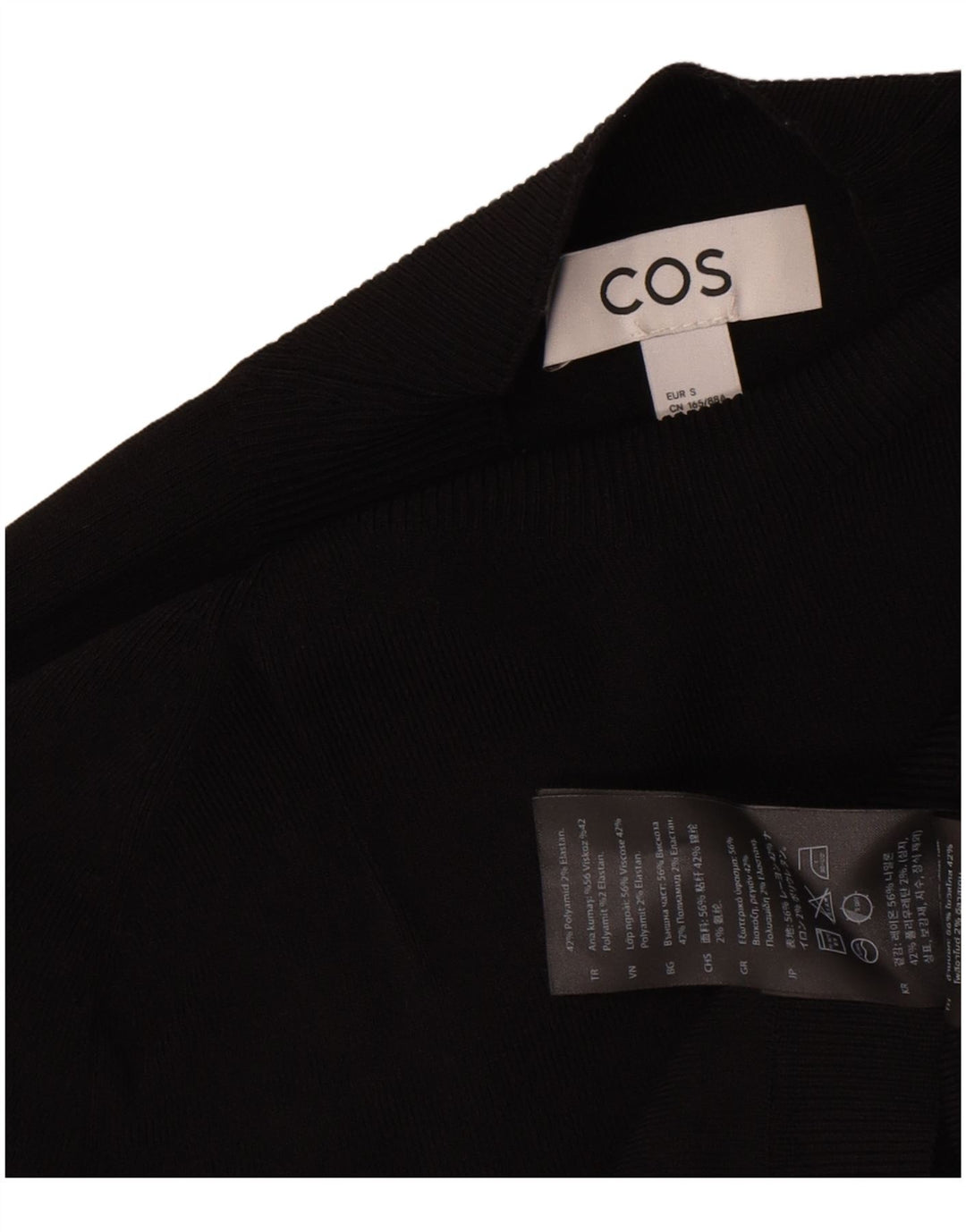Cos Womens Crop Rollkragenpullover Pullover UK 10 Small Schwarz Polyamid
