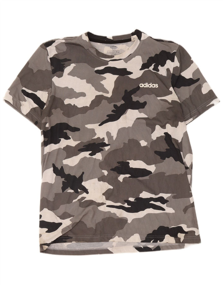 Adidas Herren Climalite T-Shirt Top Large Grau Camouflage Polyester