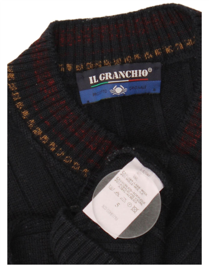 Il Granchio Herren-Pullover mit V-Ausschnitt, große marineblaue Wolle