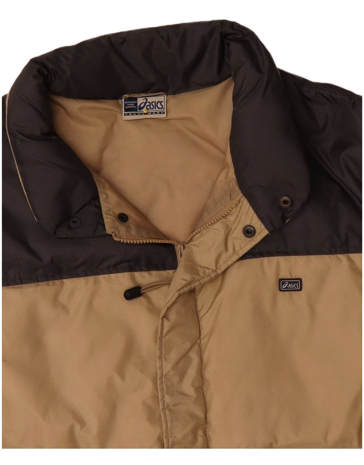 Asics Herren Wattierte Jacke UK 44 2XL Beige Colourblock Nylon