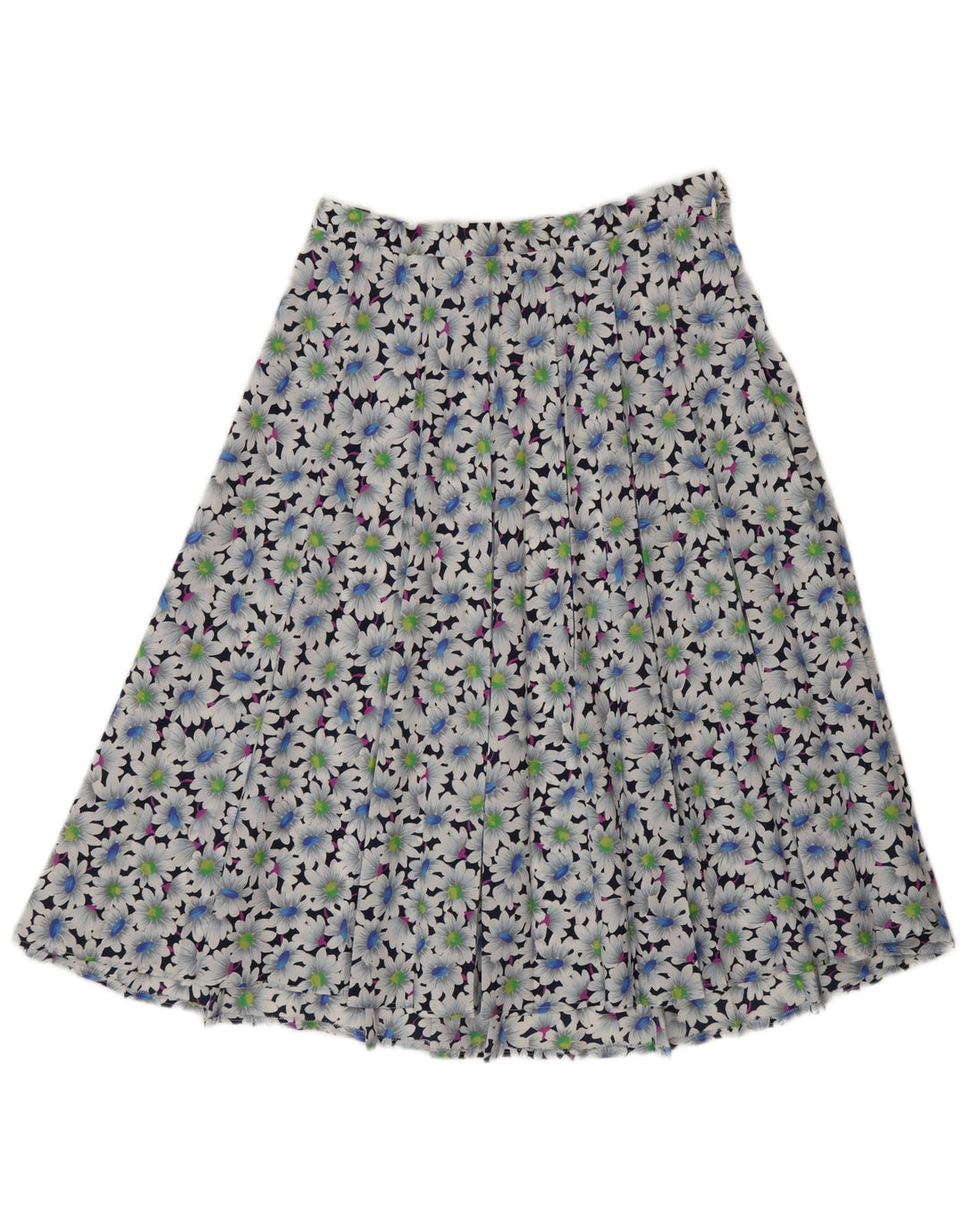 Vintage Damen Faltenrock W32 Großes Mehrfarbiges Blumenmuster