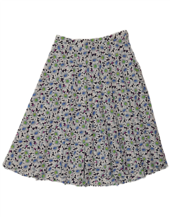 Vintage Damen Faltenrock W32 Großes Mehrfarbiges Blumenmuster