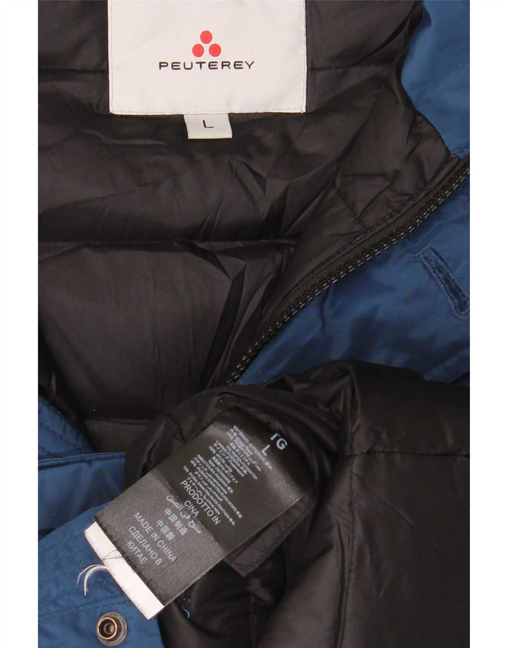 PEUTEREY Damen Parka mit Kapuze, gepolstert, UK 14, Größe L, Blau, Polyester