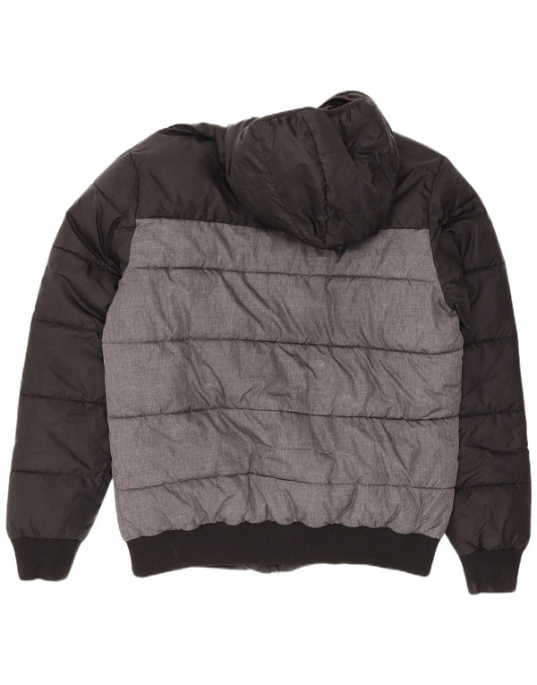 Ellesse wattierte Herrenjacke mit Kapuze, UK 40, groß, schwarzes Colourblock-Polyamid