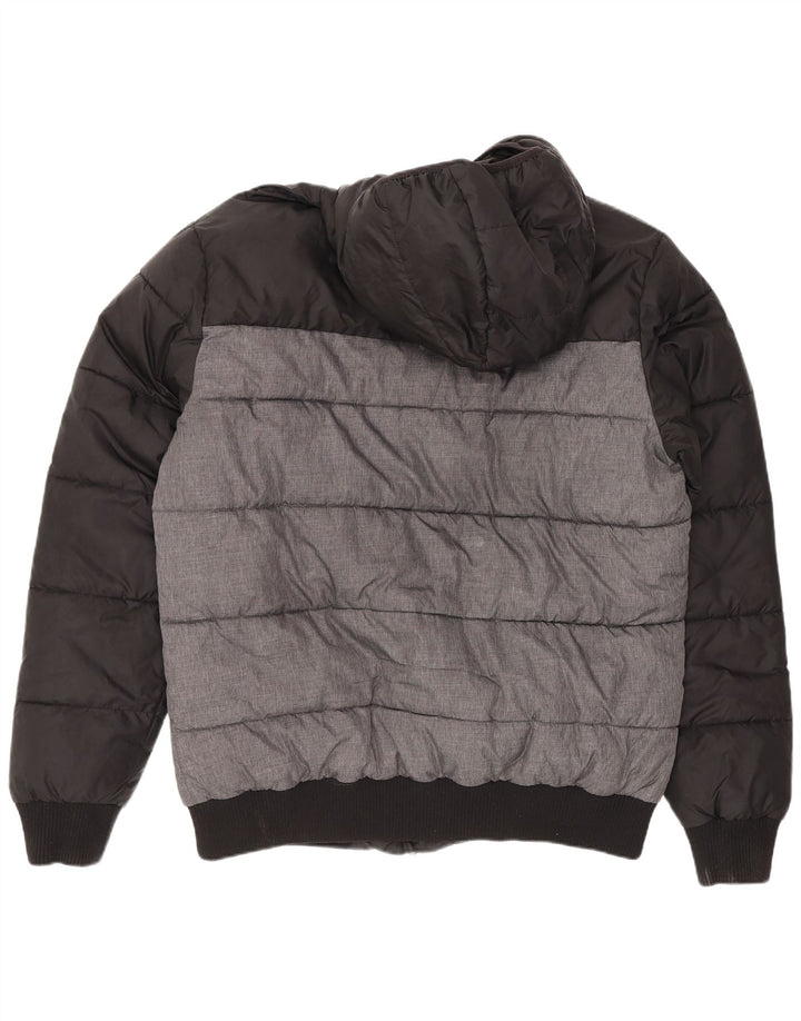 Ellesse wattierte Herrenjacke mit Kapuze, UK 40, groß, schwarzes Colourblock-Polyamid