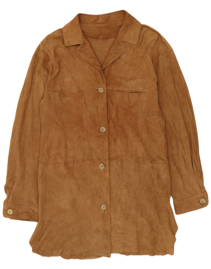 Vintage Damen Wildledermantel IT 42 Mittelbeiges Leder