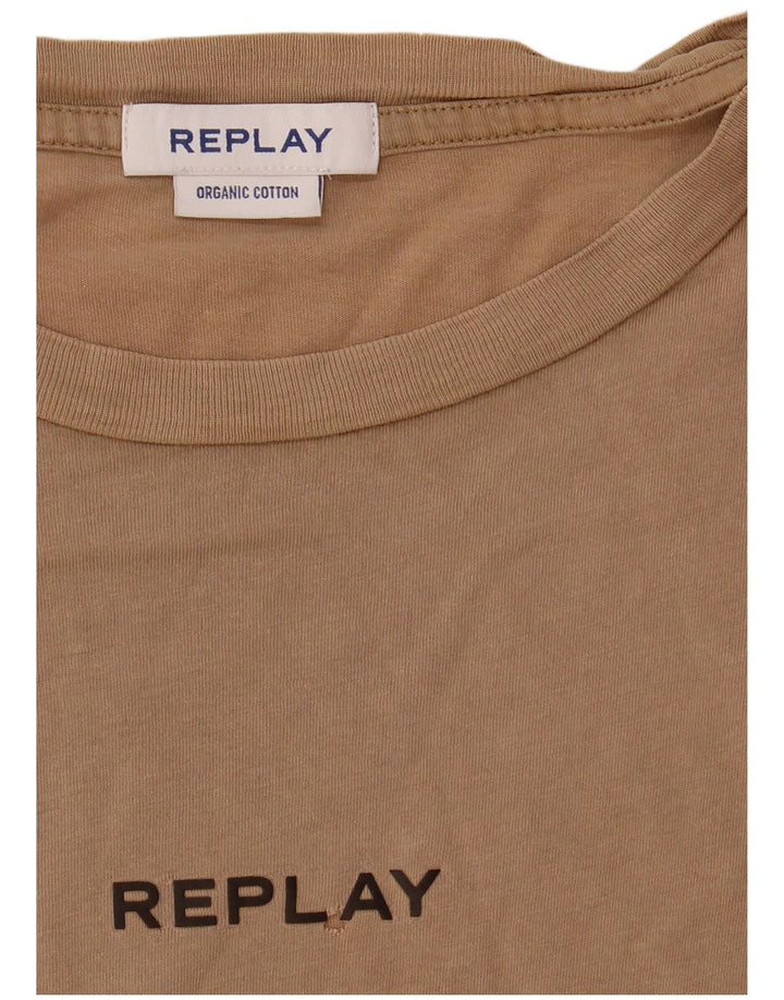 Replay Herren T-Shirt Top Large Beige Baumwolle