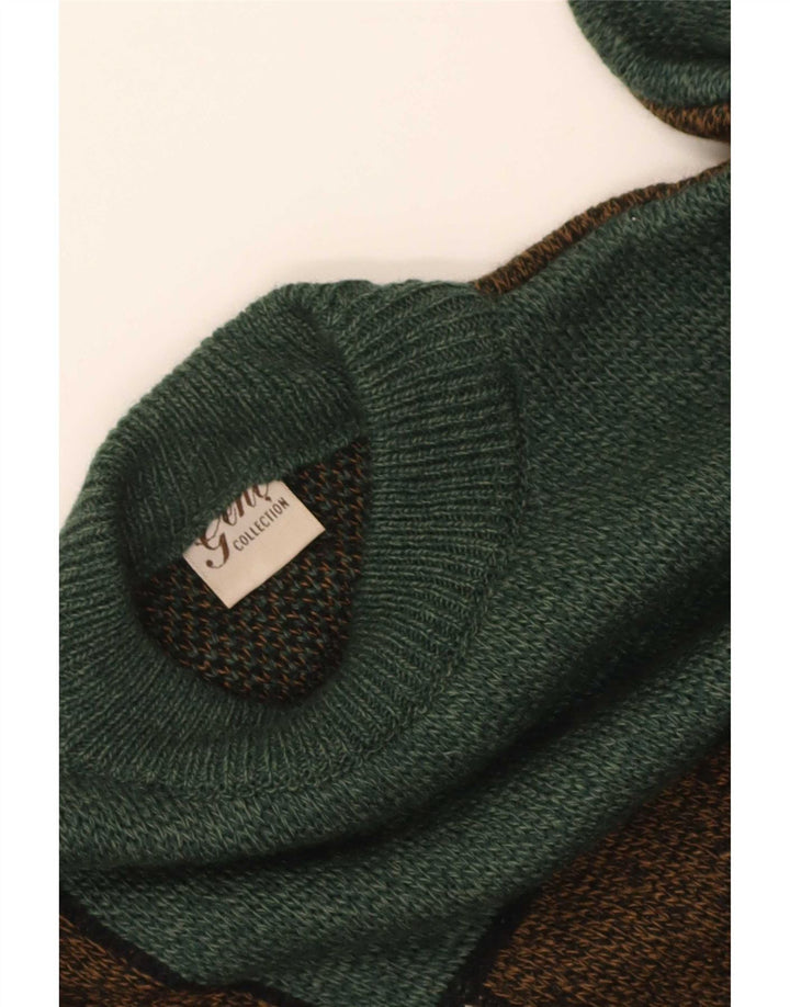 Vintage Herren-Pullover mit Rollkragen, Mittelgrün, Farbblock