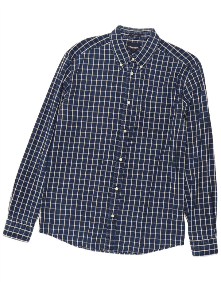 Wrangler Herren-Hemd in normaler Passform, mittelmarineblau, kariert, Baumwolle
