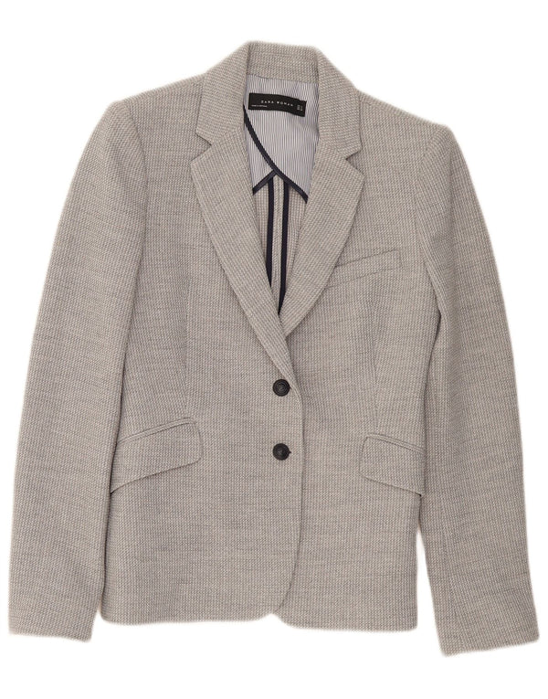 Zara Damen 2-Knopf-Blazerjacke UK 10 Small Graue Viskose