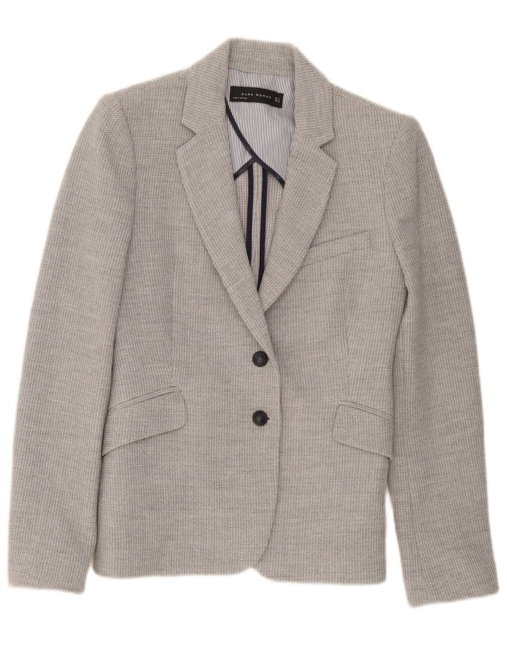 Zara Damen 2-Knopf-Blazerjacke UK 10 Small Graue Viskose