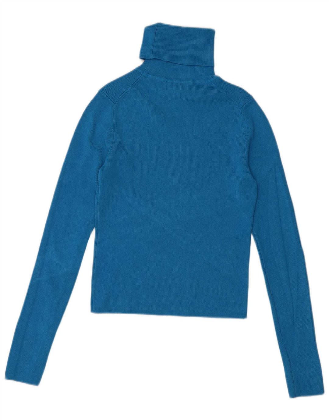 ZARA Damen Crop Rollkragenpullover Pullover UK 12 Mittelblaue Viskose