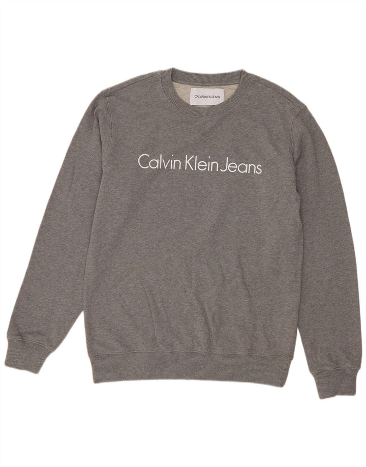 Calvin Klein Jeans Herren-Sweatshirt mit Grafik, mittelgraue Baumwolle