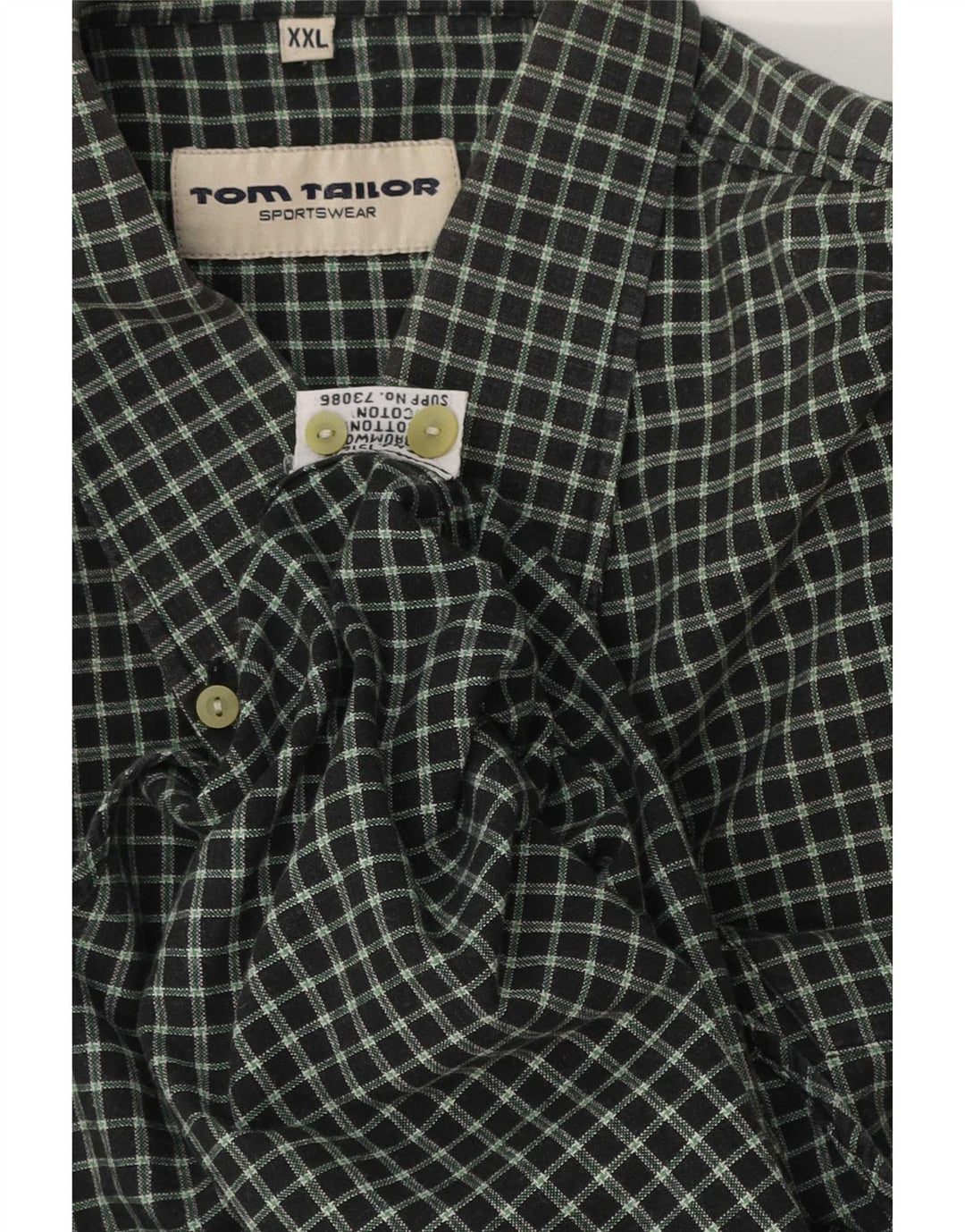 Tom Tailor Herrenhemd 2XL grün kariert Baumwolle
