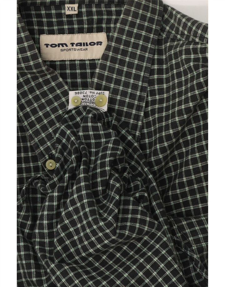 Tom Tailor Herrenhemd 2XL grün kariert Baumwolle