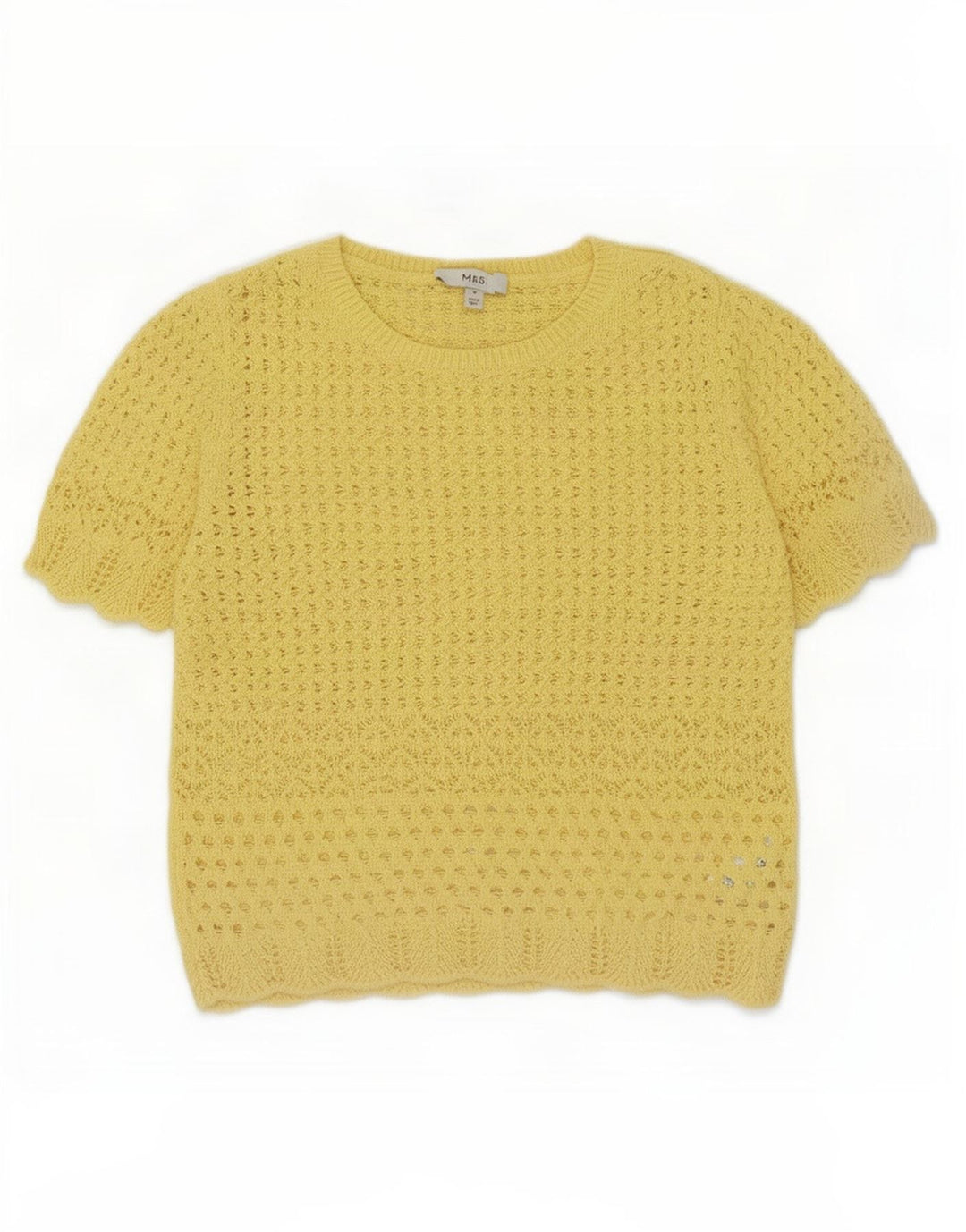 Marks & Spencer Damen Häkelbluse Top UK 12 Mittelgelbes Polyester