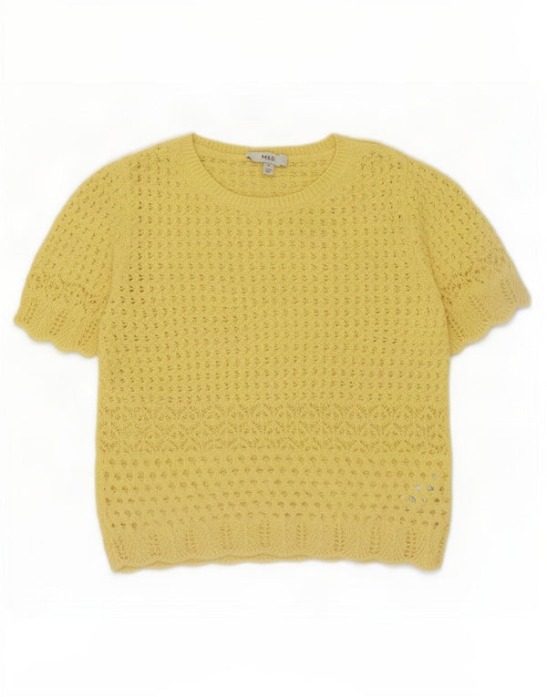 Marks & Spencer Damen Häkelbluse Top UK 12 Mittelgelbes Polyester