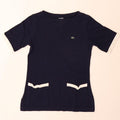 Lacoste Damen T-Shirt Top Größe 39 Medium Marineblau Colourblock Baumwolle